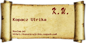 Kopacz Ulrika névjegykártya